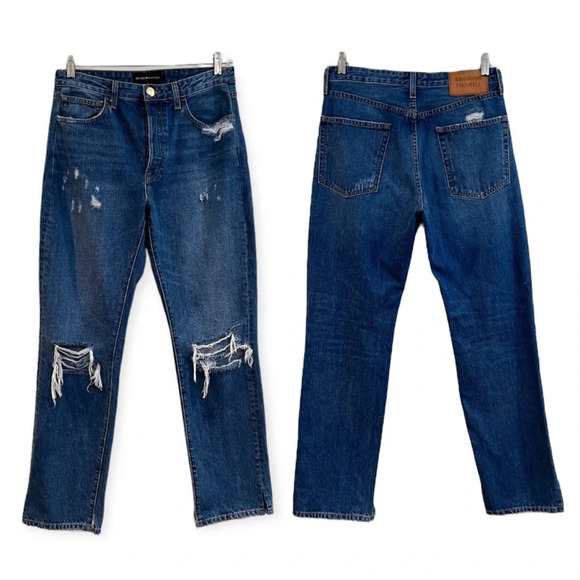 Brandon Maxwell Boyfriend Distressed Straight Leg Designer Denim Jeans 29 - Picture 1 of 11